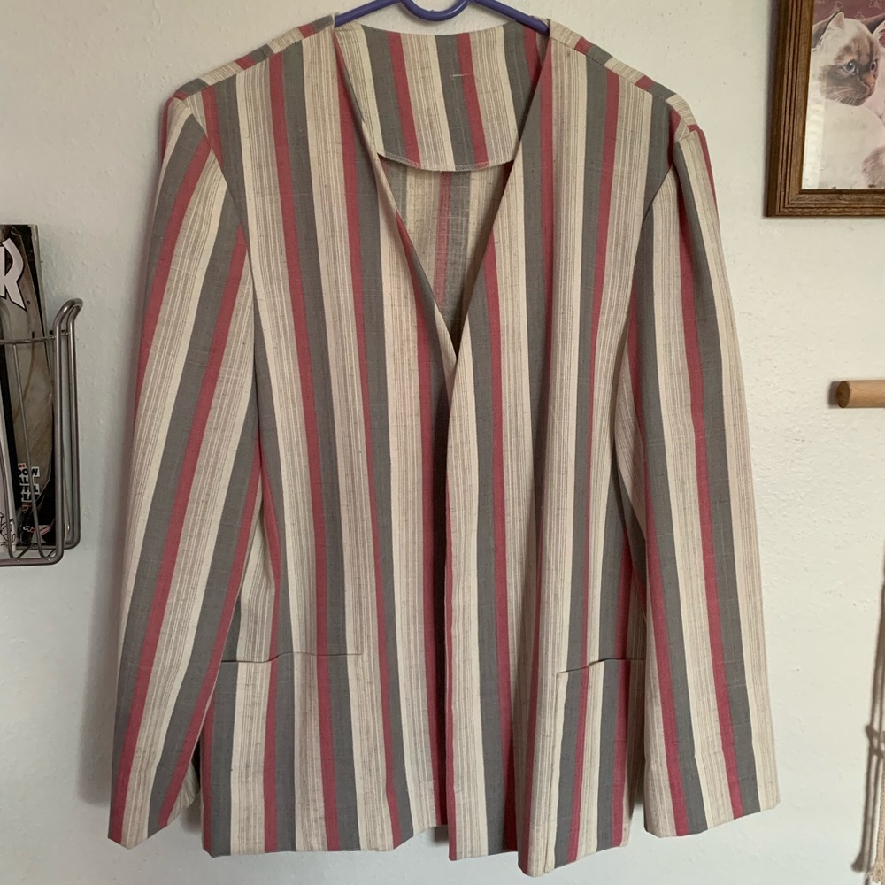 Grey pink and tan blazer size m
